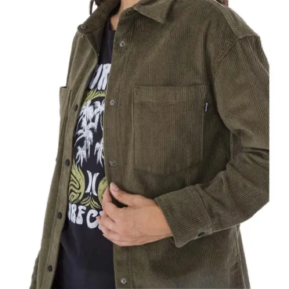 Hurley - Women's Corduroy Long Sleeve Shirt in Hunter Green - Size Medium - Picture 2 of 6